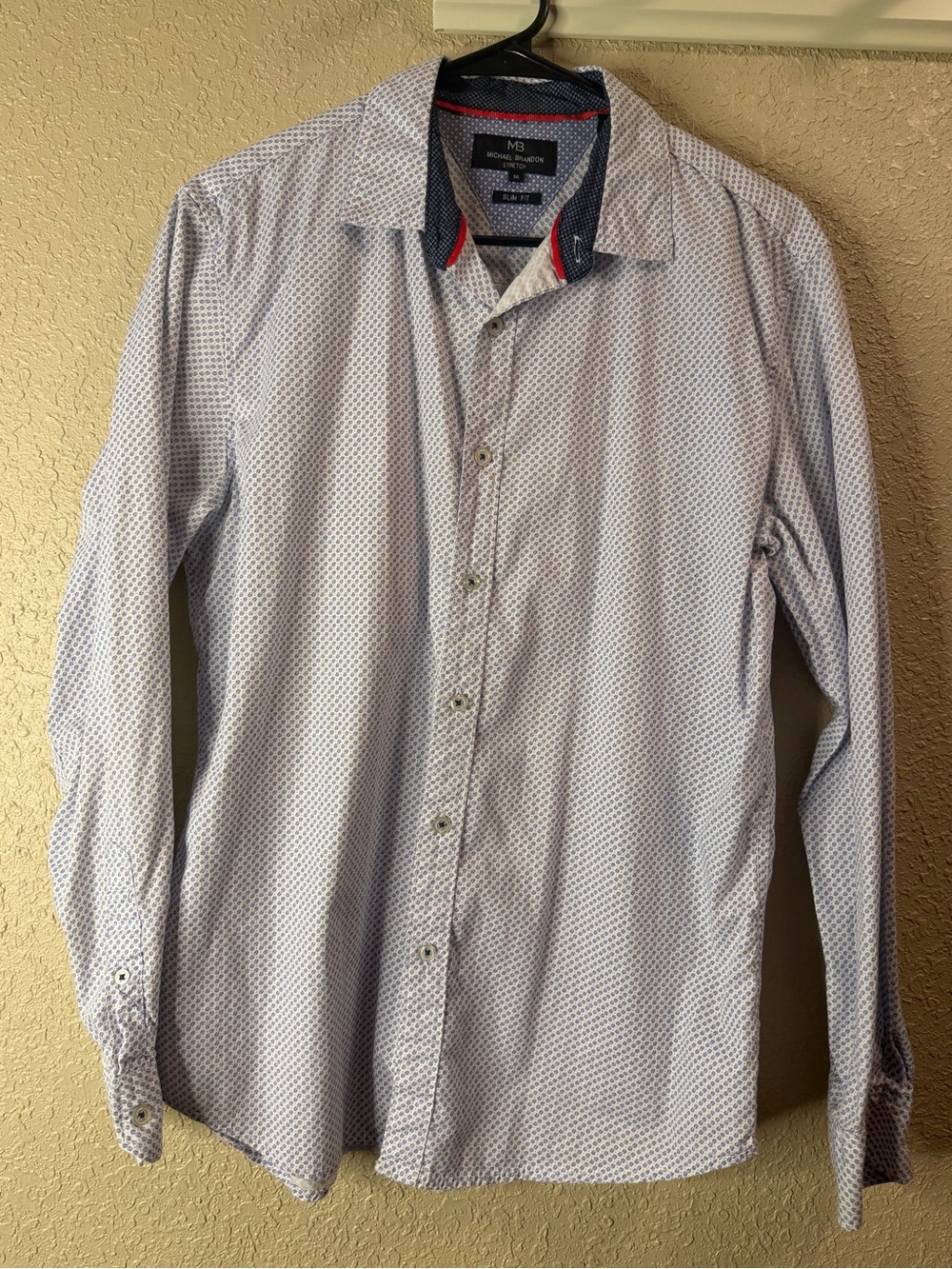 Michael Brandon Light Blue Micro-Pattern Long Sleeve Shirt